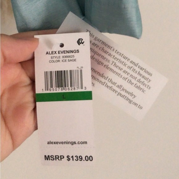 NWT Alex Evenings Taffeta 3/4 Sleeve Formal Blouse Top Dress Shirt Large - Picture 4 of 6